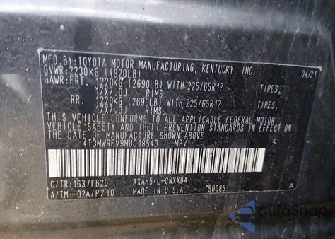 2021 Toyota Rav4 Hybrid Le from USA, damaged, VIN 4T3MWRFV9MU018540